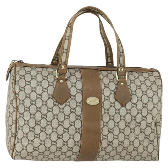 Gucci Handbags - GUCCI GG Plus Supreme Boston Bag PVC Beige Gold Auth 151625